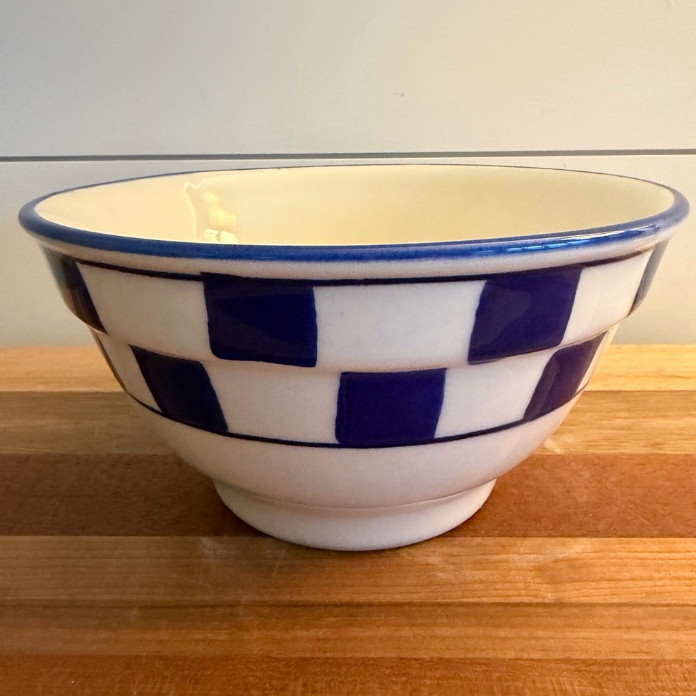 Vintage HARTSTONE USA Serving Bowl Blue & White Checked